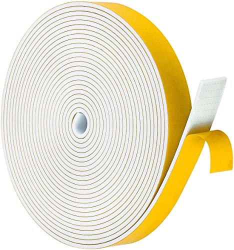 YOCCEK 6m Dichtungsband Selbstklebend für Türen Fenster 25mm(B) x3mm(D) Moosgummi Dichtband Türdichtung Fensterdichtung Zugluftstopper Wasserdicht Schalldämmung Weiß [1 Rollen]
