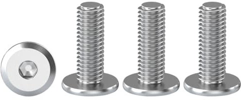 Drenky Vis à Tête Plate à Six Pans Creux Lot De 20 Vis à Tête Cylindrique Hexagonale à Bride M4 X 20 mm Boulons à Tête Plate Hexagonale en Acier Inoxydable A2 V2A Vis à Métaux, Filetage Complet