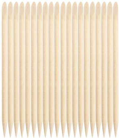 PEACECOLOR 20PC Wooden Stick for Nails Double Sided Cuticle Pusher Remover Nail Art Manicure Pedicure Tool Gel Nail Remover for Home and Salon Manicure Use