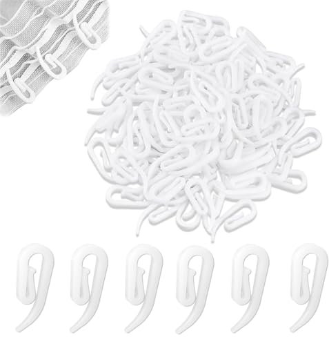 Ganchos Cortinas, 100pcs Ganchos de Cortina, Ganchos de Plástico para Cortina, Ganchos de Riel de Cortina para Salon (Tamaño Universal Blanco)