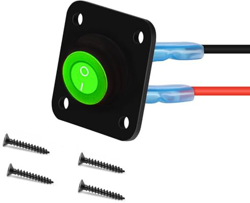 RUNCCI-YUN LED Kippschalter Rund, Runde Schalter, Wasserdicht DC12V-24V 20A ON/OFF Wippschalter, 1 Gang Wippschalter Panel, Für Auto Boot, Haushaltsgeräten, Motorrädern, Schiffen Usw（Grün）