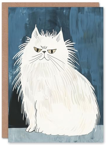 Artery8 Pet Cheeky Smile White Himalayan Cat Lover Blank For Him Or Her Art Birthday Card