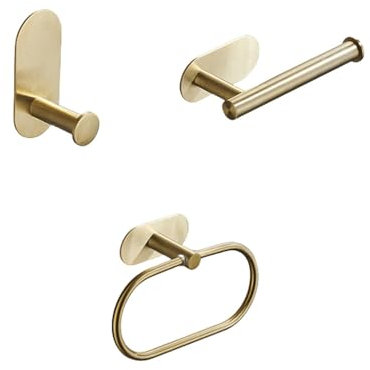 Badezimmer-Zubehör-Sets ohne Bohren, schwarz, Handtuchhalter, Stange, Ring, Bademantel, Kleiderhaken, Hardware, 1