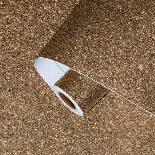 Yullpaper Carta da parati glitterata in colore caffè, autoadesiva, moderna, per camera da letto, caffè, carta da parati glitterata, autoadesiva, creativa, per cameretta dei bambini, 40 cm x 200 cm