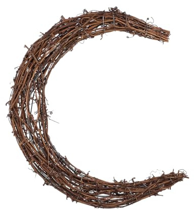 KOMBIUDA Anillo De Ratán Forma De Luna 30 Cm para DIY Marco De Coronas Natural Decoración Navideña Hogar