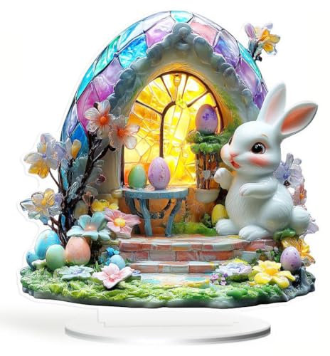 Acryl Osterhase Dekor,Tisch-Häschen-Dekoration,Osterhasen-Statue,Frühlings-Innendekoration,Osterdekoration für den Urlaub,Ostereier Hasenornament,Ostertischdekoration,Ostern festliche Acryl,Typ1