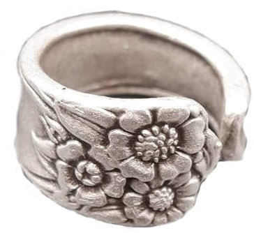 Quipo DAISY SPOON RING -Statement Ring • Real Spoon Ring • Spoon Ring For Women • Minimalist • Floral Ring • Handmade Adjustable Flower Ring•QD344