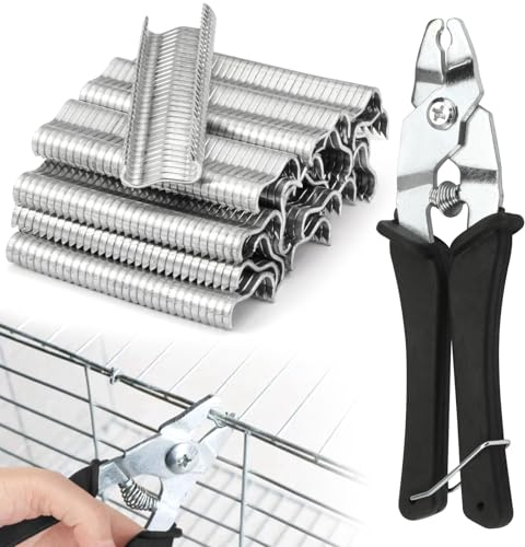 Wurstclipper Zange mit 600 M-Klammern,Hog Ringzangen Drahtbefestigungszange | Nagelringzange zum Reparieren Oder Montieren von Tierkäfigen, Lebensmittelverpackungen, Würsten, Zäunen, Maschendraht