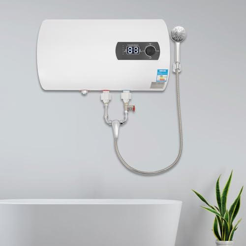 Chauffe-eau électrique - 2000 W - 40 l - Avec tube chauffant en acier inoxydable - Température réglable - Chauffe-eau électrique - Avec douchette