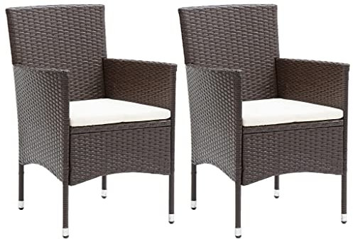 Myheimly Garten-Essstühle 2 STK. Poly Rattan Braun
