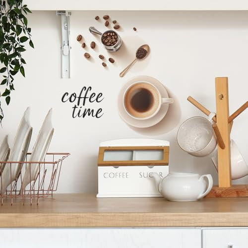 HGDESIGN® Wandtattoo Wandaufkleber Kaffeekanne Kaffeetasse Kaffee Zeit Coffeetime Herz Wandsticker Wanddeko für Küche Esszimmer (C)