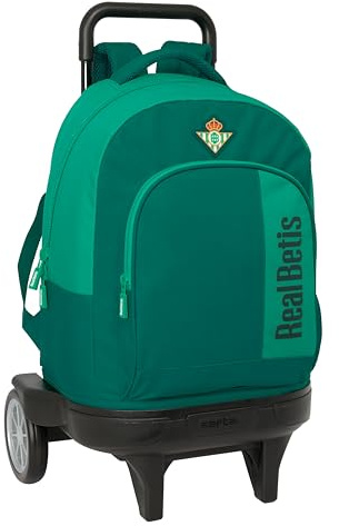 safta Real Betis Balopie Großer Rucksack mit Rädern, kompakt, abnehmbar, ideal für Kinder verschiedener Altersgruppen, bequem und vielseitig, Qualität und Widerstandsfähigkeit, 33 x 22 x 45 cm