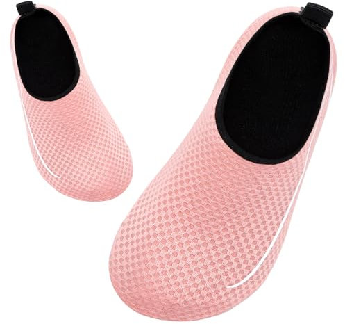 Zapatos acuáticos de natación para niños y niñas, calcetines acuáticos para niños, secado rápido, piscina, playa, descalzos, Line Pink, 26/27 EU