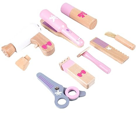 KOMBIUDA Spielzeug Friseur Satz Für Kinder Simulations-haarschneider Aus Holz Lernspielzeug Für Hand-Augen-koordination Kreativität Eltern-Kind-interaktion