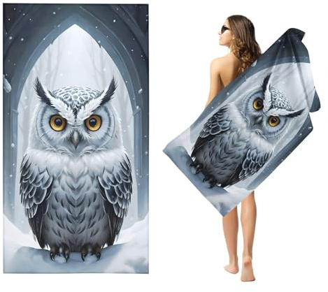 Fadaing Eule Handtücher Strandtuch 90x180 cm 3D Badetuch Strandlaken Cartoon Badetuch groß 100x200 Strandhandtuch Mikrofaser Handtücher 50x100cm für Wander