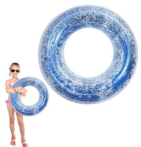 Bouée Piscine Gonflable Enfant Paillettes Bleu,70cm Bouée de Natation,Anneau de Natation Gonflable Enfant,PVC Bouée Piscine Épaisse Garçon et Fille pour Les Fêtes D'été sur La Plage La Piscine