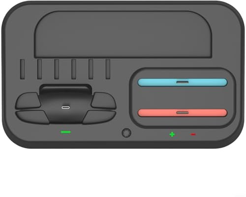 RGB Mehrzweck-Ladestation für Switch 2 mit Pro-Controller- und für Joy-Con-Ladung, Spielkarten-Aufbewahrung, Kompaktes 16,5 x 16,5 x 4 cm ABS-Design mit Beleuchtung für geordnetes Gaming-Setup