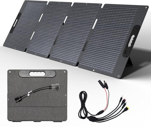 XINPUGUANG Portable Solar Panel 220 W 12V Kit for Van, Camping, Hiking, RV | 4-Fold Portable Design, 210 Monocrystalline Cell, Premium ETFE Surface, Integrated MC4 Cable & Junction Box
