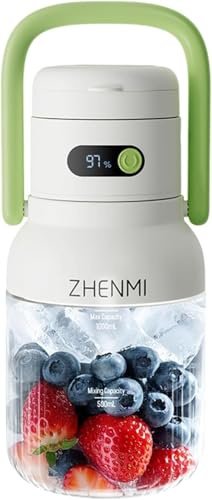 Wireless Juicer Cup 980ml, Cordless Blender, Portable Blender for Smoothies, Shakes Protein Drinks, USB-C Rechargeable BPA-Free Tritan Jug, 30s Quick Blend, Leakproof Lid, Easy-Clean, Office Gym Car