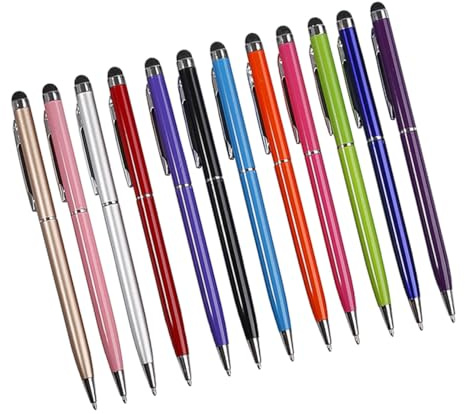 OSOLADY Lot de 12 Stylets pour Écran Tactile en Aluminium, Légers et Fins, Compatibles Tablette et Téléphone, pour Jouer et Consulter Vos E-mails Couleur Aléatoire