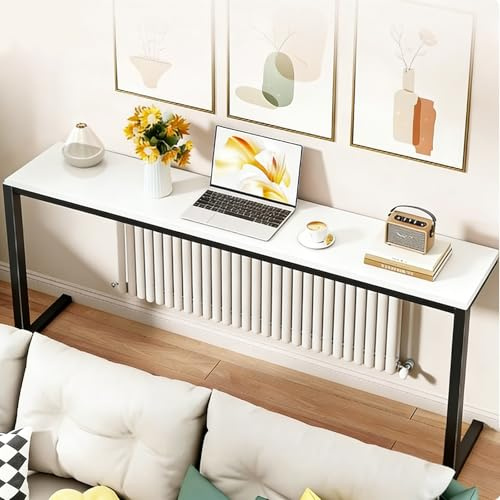 LZMZMQ Schmaler Konsolentisch Weißer Konsolentisch Für Das Wohnzimmer, 15/20 cm Tiefe Sofa-Rückentische Für Kleine Räume, Aufbewahrungs Hinter Dem Sofa Aus Holz(#A,140x15x80cm/55x6x31.5)