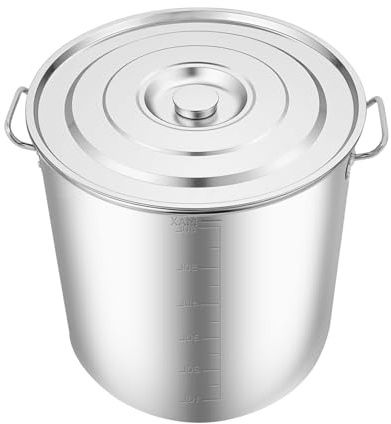 Kochtopf, Eintopf Kochtopf, Suppentopf 201 Edelstahl Suppentopf mit Glasdeckel sichere Kaltmetallgriffe Topf für Gasherden, Elektroherden (70L)