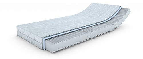 MSS e.K. Aqua VitalFoam 7 Zonen Matratze 120 x 180 x ca. 16 cm (Kernhöhe 14 cm) H3 / 7 Zonen Wellen Kaltschaum mit versteppten Klimafaserbezug waschbar bis 60 Grad