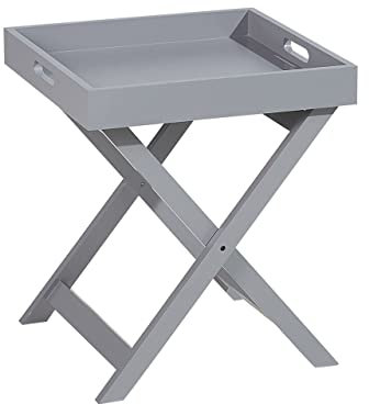 Beliani Praktischer Tablett-Tisch MDF-Platte grau Chester