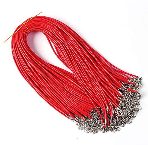 Raylinedo® 20 Pieces 18 inch Wax Cord Necklaces 1.5mm Red Braided Imitation Leather Cord Rope Necklace Chain with Lobster for DIY Jewelry Making