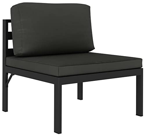 vidaXL Mittelsofa Modular mit Kissen für Innen- und Außenbereich Gartenmöbel Sofa Gartensofa Lounge Aluminium Anthrazit 64,5x70x64,5cm