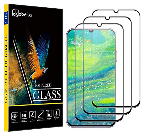 AKABEILA Samsung A40 Schutzfolie, Kompatibel für Samsung Galaxy A40 Schutzfolie 3 Stück Vollständige Abdeckung HD Anti-Bläschen 9H Härte Displayschutzfolie, Schwarz