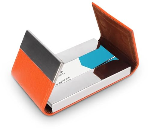 Visitenkartenetui, Porta tarjetas de visita de Color Naranja para Mujeres personalizadas, estuche para tarjetas de visita de Cuero de PU para Hombres Billetera para tarjetas de visita