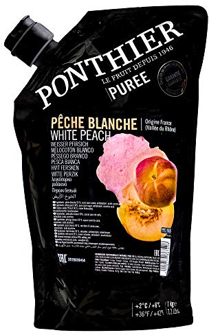 Food-United PFIRSICH WEISS PÜREE Frucht-Püree von Ponthier 2x KG für Smoothie-Bowl-Sorbet-Kuchen-Mousse-Torte-Dessert aus ausgewählten Früchten höchster Qualität für Bellini-Cocktails