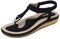 Onsoyours Sandales Femme Plates Été Bohème Sandales Confortables Chaussures pour Plage Vacances A Noir 38 EU
