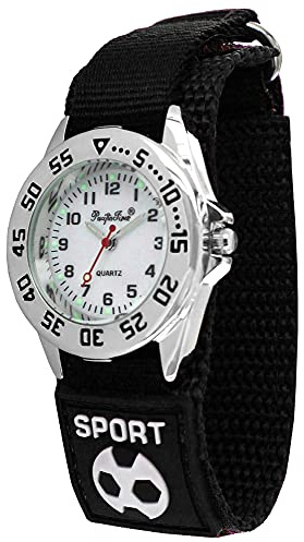 Pacific Time Kinder Armbanduhr Jungen Sport Fußball Kinderuhr Klettarmband blau analog Quarz