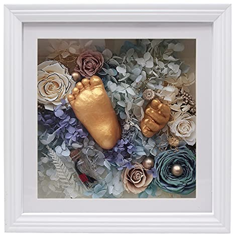 25,4 x 25,4 cm Schattenbox-Rahmen, 3D-Schattenbox-Vitrine mit europäischem Rand, Erinnerungsbox für Baby-Handabdruck und Fußabdruck, DIY-Handfußabdruck, 3D-Putz, Collagen, Sammlungen, Andenken (5,1 cm