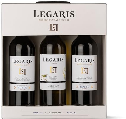 Legaris - Estuche regalo 2 Vinos tintos Roble + 1 Vino blanco 100% Verdejo (DO Ribera del Duero y DO Rueda) - 3 botellas 75cl