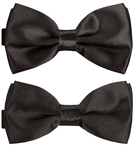 BomGuard Vater Sohn - Partnerlook Fliege Set - Herren Fliege + Kinder Schleife,schwarz