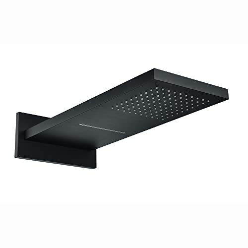 ENKI, R42, Rectangular Dual Fixed Shower Head, Overhead Waterfall & Rainfall Function, 575 x 230mm, Matte Black