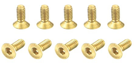 sourcing map 12Stk. Flachkopf Kopfschraube M2-0,4x5mm Messing Innensechskantantrieb Schraube