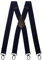 Olata Breite und Robuste X-förmige Hosenträger mit Karabinerhaken – 4 cm breit, Verstellbar, Unisex, Ideal für Arbeit und Alltag. Marineblau (Schwarz Clips)