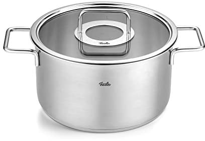 Fissler Pure Collection/Edelstahl-Kochtopf (Ø 24 cm, 5,7L) Töpfe inkl. Glas-Deckel, Innen-Skalierung – Induktion