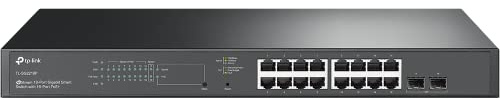 TP-Link SG2218P 18-Port Gigabit Managed PoE Switch mit 2 SFP-Slots (150 Watt, Zentrales Cloud-Management, In Omada-SDN integriert, IPv6, Sicheres Netzwerk) Schwarz,Geschäfts-Netzwerk