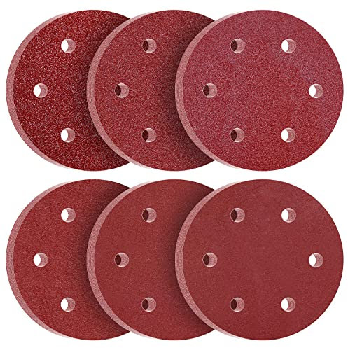 KONGMING Disques de Ponçage 225 mm 60 Pièces Disque Abrasif 225mm 6 Trous Grain P40 P60 P80 P120 P180 P240 pour Girafe Ponceuse