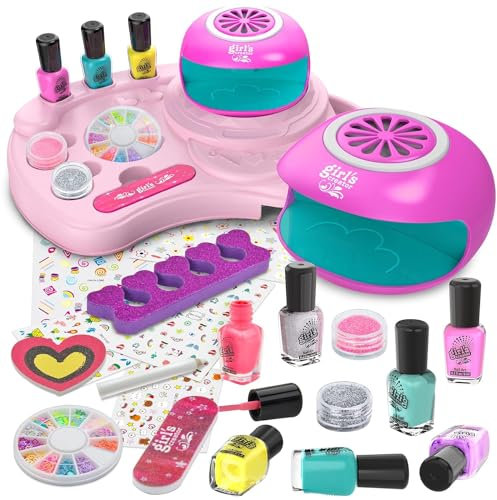 LemonDream Nagelstudio Kinder, Geschenk Mädchen 6 7 8 9 10 11 12-Jahre Kind für Nagellack Set, Geschenke für Kinder Make-up Set für Geburtstag Weihnachten Halloween Party