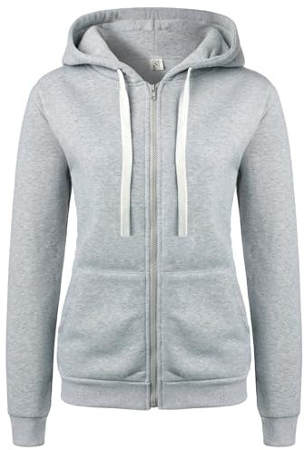 LIAMERHE Donna Felpa con Cappuccio Felpa con Cappuccio con Zip Felpa da Donna in Pile Sweatshirt Donna Spessa Lunga Classica Hoodie Maglia Manica Grigio L