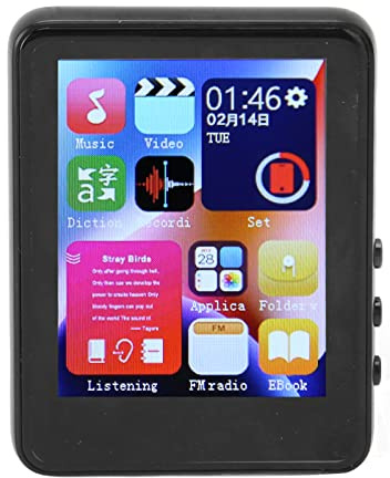 2,4-Zoll-Voll-Touchscreen-MP3-Player mit 5.0, Rauschunterdrückung, UKW-Radio, Sprachaufzeichnung für Musik, SABRE9018Q2C DAC-Decoder-Chip (Schwarz)