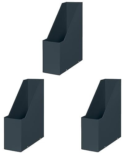 Leitz Click & Store Stehsammler, Aufbewahrungslösung aus Karton für den Schreibtisch, A4-Papierhalter für Zeitschriften & Ordner, Zuhause/Büro, Cosy Serie, Samtgrau, 53560089 (Packung mit 3)