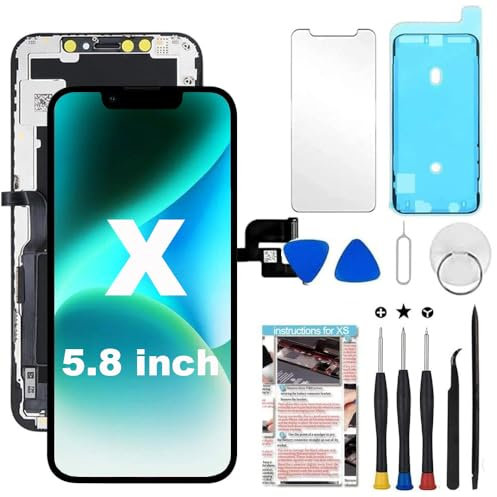 TSIOFO LCD Display für iPhone X Bildschirm Ersatz 5,8 Zoll 3D Touch iPhone X Display Digitizer Assembly mit Reparaturwerkzeugen, kompatibel mit Modell A1865, A1901, A1902