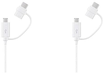 Samsung Galaxy Official USB Combo Data Cable: USB-A & C, 1.5m, White (Pack of 2)